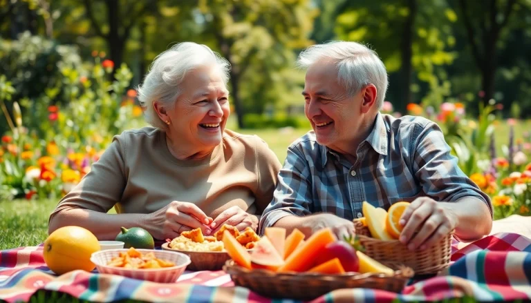 Share joyful moments at https://frontidas.com with an elderly couple enjoying a picnic in the park.