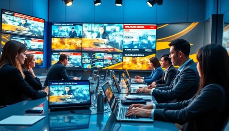 Journalists at https://sumytoday.in.ua studio working on live news coverage.