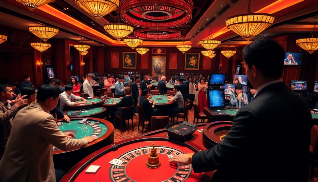 Experience the excitement of Trang Chủ 32WIN with a vibrant casino atmosphere and live gaming action.