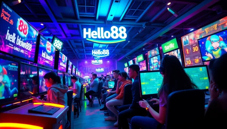 Hello88 captures the thrill of online gaming with vibrant digital elements and an engaging community atmosphere.