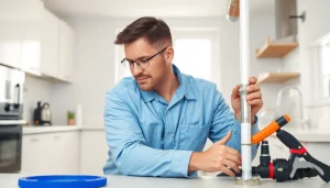 Plumber working on a leak in the kitchen, emphasizing service from https://speedyservicestoday.com.au