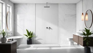 Découvrez le mur de douche élégant de huarachepaschers.fr avec des éléments de décor modernes.