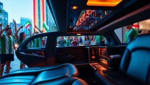 World Cup Group Transportation in luxurious limousines outside a hotel during the FIFA World Cup.