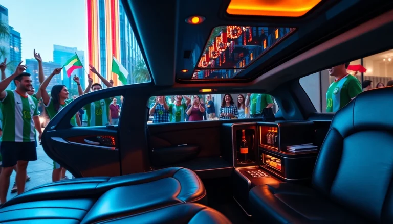 World Cup Group Transportation in luxurious limousines outside a hotel during the FIFA World Cup.