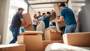 Team performing Furniture Removals Wollongong, showcasing professionalism and teamwork in a bright setting.