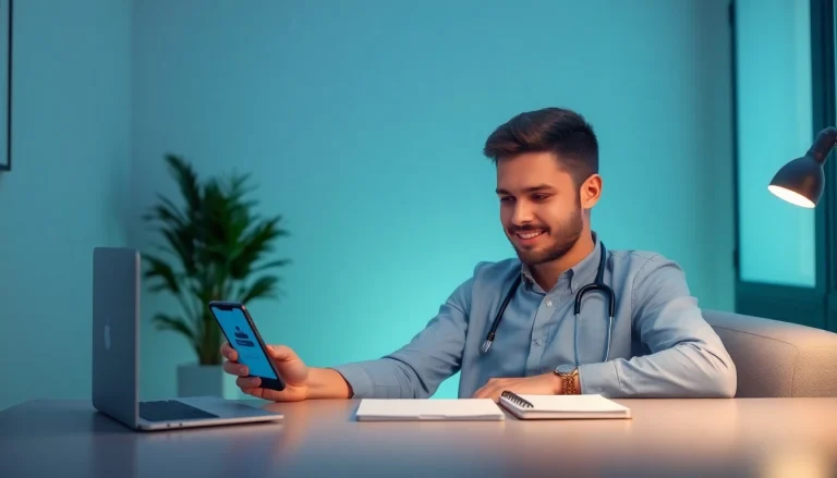 ウープス 口コミ - 脱毛治療のオンライン相談に参加している男性、アクセスの容易さと快適さを示しています。