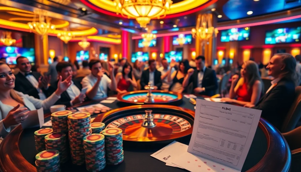 Experience the excitement of riobet with a vibrant casino scene filled with players and betting activities.