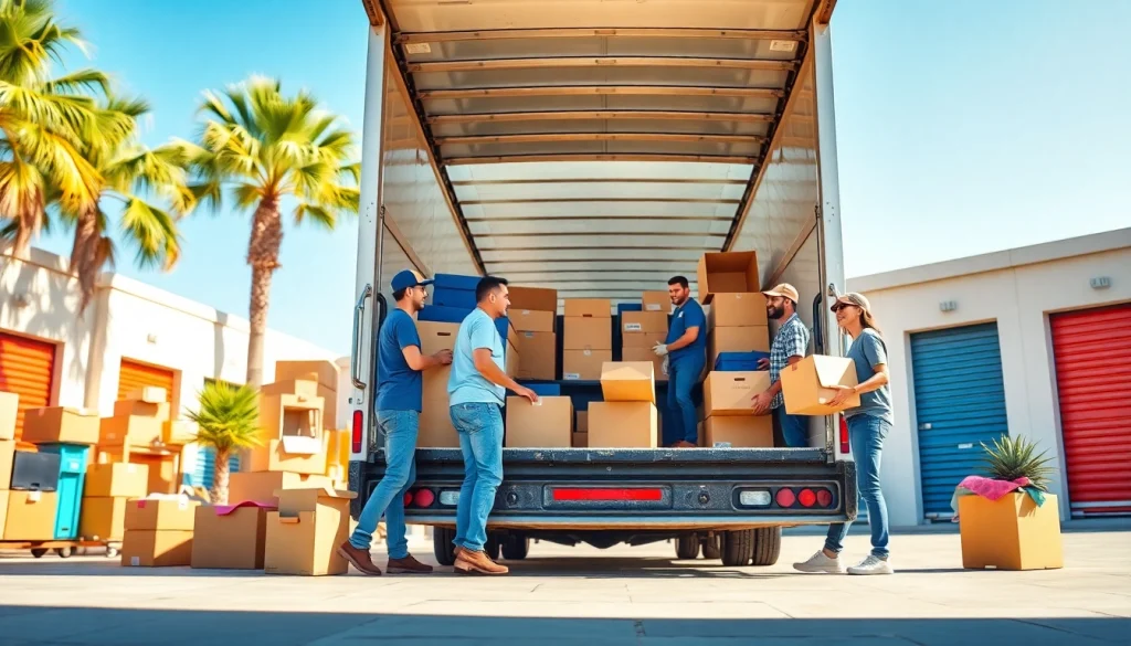 Moving and Storage San Diego team loading a moving truck with care and professionalism in a sunny outdoor setting.