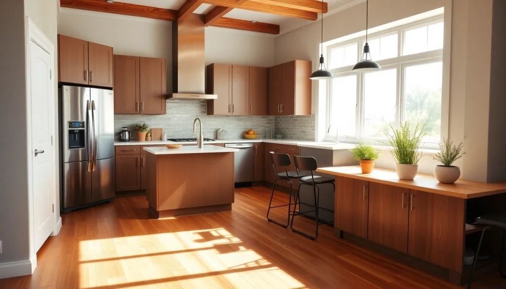 Transform home renovation with a stunning modern kitchen featuring sleek cabinets and bright natural lighting.