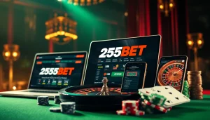 Experience the excitement of 255BET Download on various devices with a dynamic casino scene.