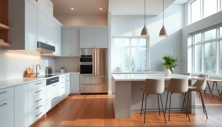 Experience home renovation with a stylish kitchen transformation featuring modern elements and natural light.