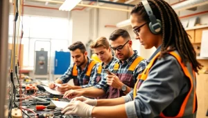 Students training in trade schools in Southern California, showcasing hands-on electrical and plumbing skills.