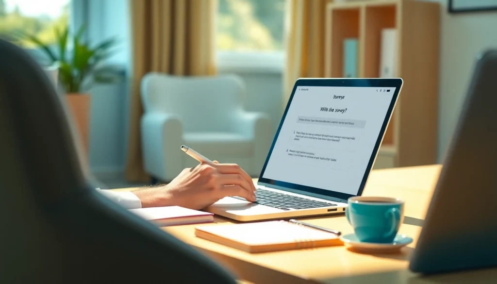 Earn money by sharing opinions through online surveys at https://enqueteplein.nl in a home office setting.