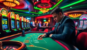 Experience Betsson Download at a vibrant casino scene with players at blackjack and roulette tables.
