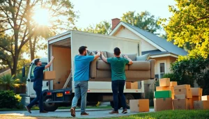 Movers Vancouver lifting furniture during a relocation, showcasing teamwork and efficiency.