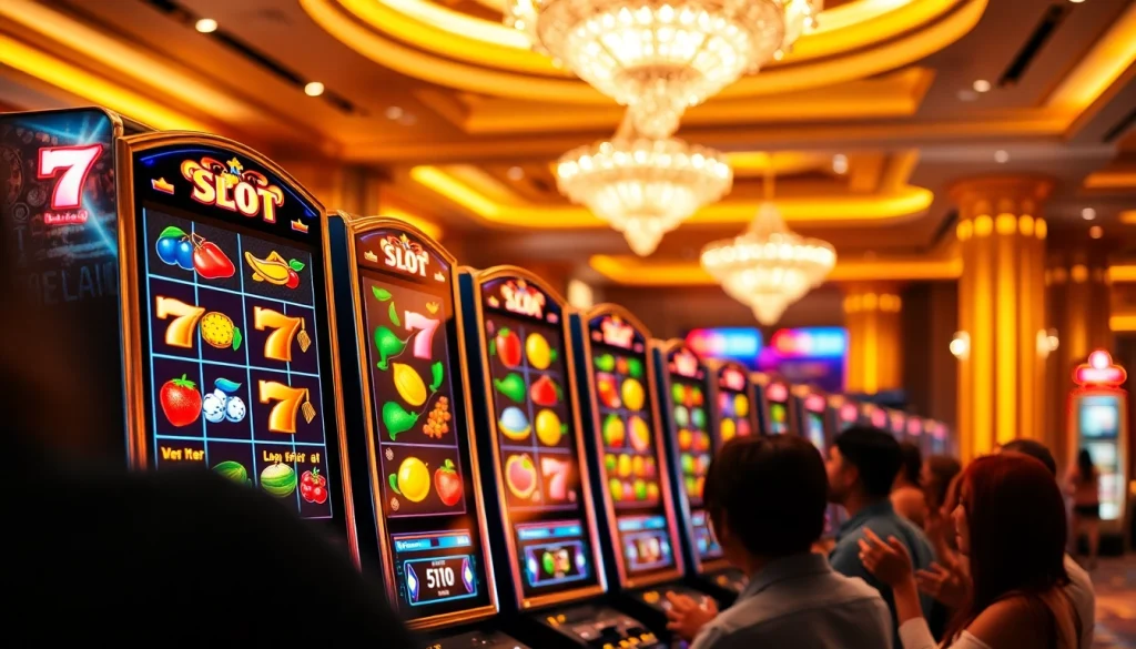 Menampilkan permainan walettoto slot yang menarik dengan mesin slot modern dan suasana kasino yang berkilauan.