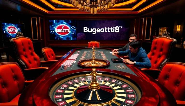 Experience the thrill at Bugatti8 with a high-stakes poker table full of action and luxury.