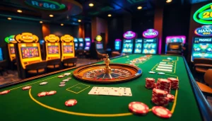 rr88 players enjoy an immersive casino experience with vibrant gaming tables and exciting games.