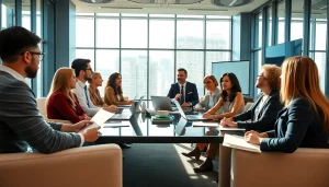 Engaged participants in a business meeting showcasing modern collaboration and communication.