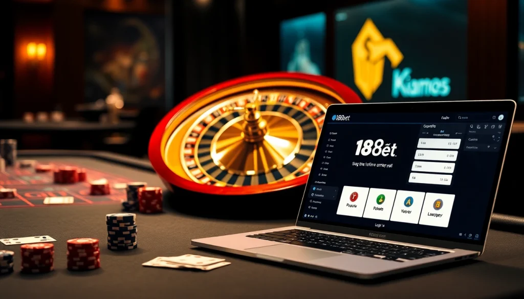 Experience seamless 188bet đăng nhập with an elegant casino interface showcasing premium gaming.