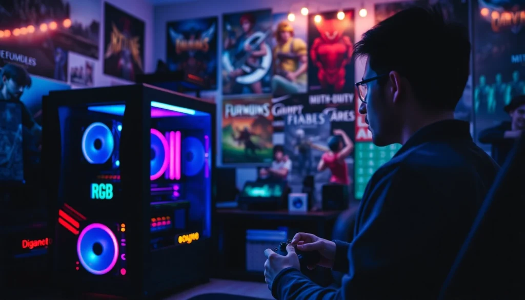 Engaging gamer immersed in a gaming setup, showcasing https://www.gamelevate.com best gaming practices.