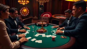 Exciting poker game at the HB 88 casino table with vibrant chips and cards.