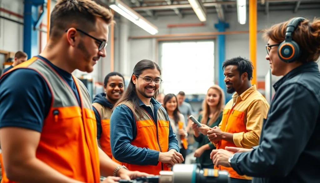 Training students at trade schools in southern California actively collaborating in a workshop setup