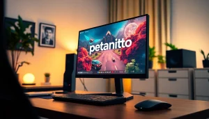 Menampilkan platform petanitoto di layar komputer modern, menciptakan suasana bermain yang nyaman.