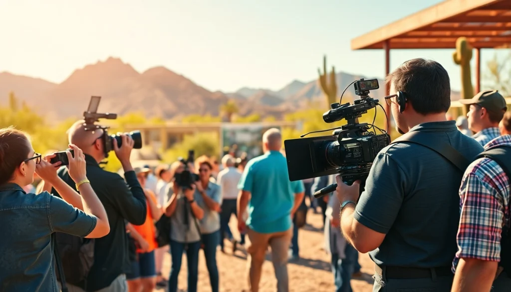 Showcasing a video production company Phoenix capturing a corporate event with professional equipment.