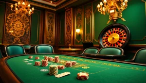 Engaging poker game atmosphere showcasing NK 88 chips at a luxury casino table.