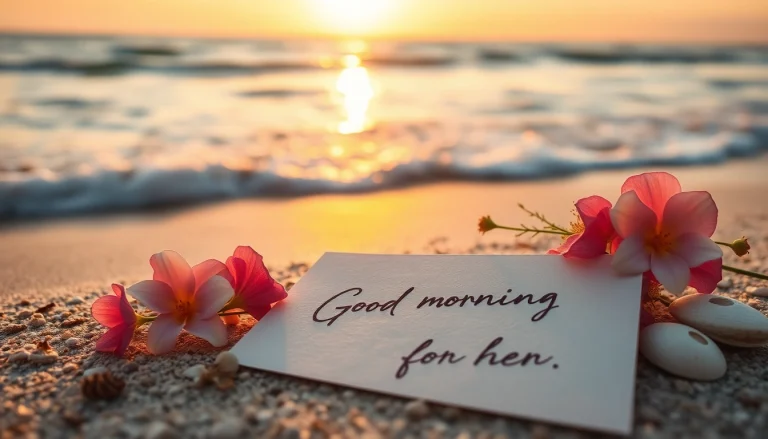 Beautiful handwritten good morning message for her on elegant stationery with flowers.