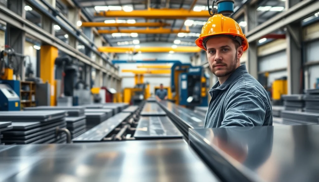 Metal manufacturer Edmonton showcasing a skilled worker operating machinery in a bright facility.