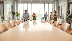 Enhance productivity with Office Cleaning Services Dubai in a bright, organized workspace.