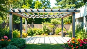 Enhance your outdoor space with a modern steel pergola offering stylish functionality and durability.