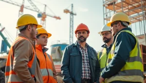 Highlighting Careers in construction through teamwork and collaboration on a vibrant building site.