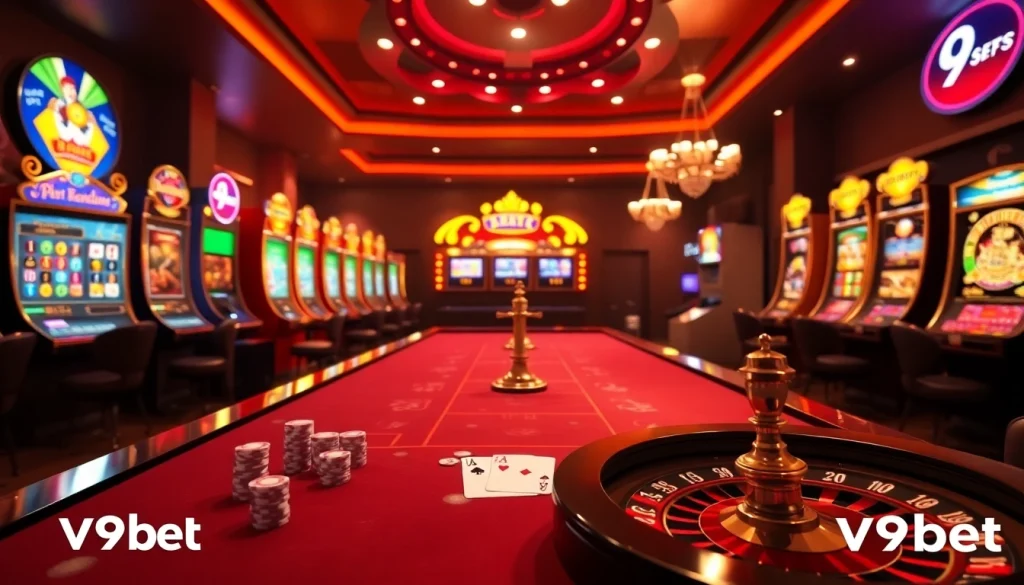 V9bet offers an exciting casino experience with vibrant slot machines and professional gaming tables.