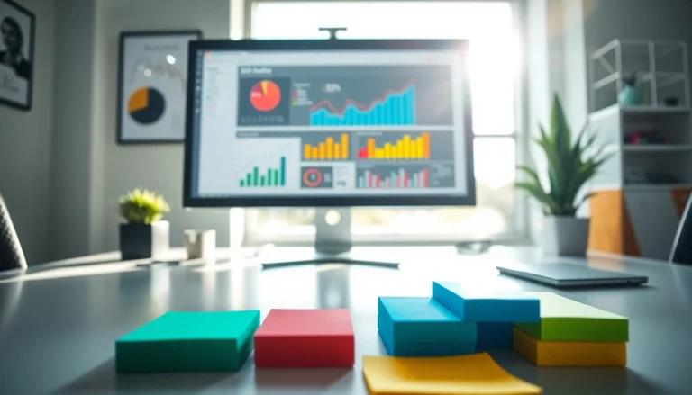 Analyze SEO metrics and strategy in a vibrant digital marketing workspace.