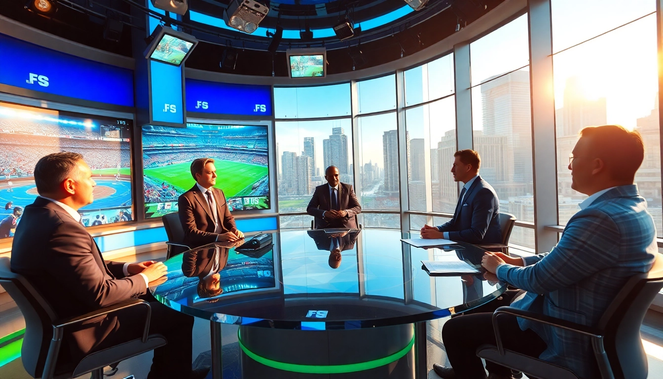Engaging hosts discussing sports live at https://sportnation.nz in a bright, modern studio setting.