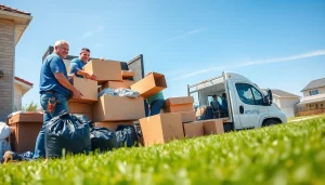 Removing junk efficiently with https://myeasyjunkremoval.com in a sunny residential setting.