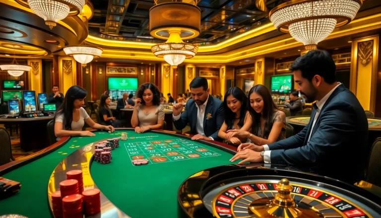 Experience dynamic gameplay at XX88 with vibrant casino elements like poker tables and roulette wheels.