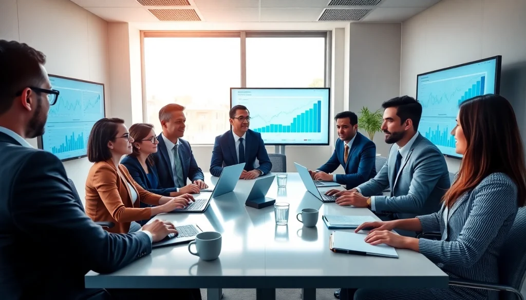 Accounting and Bookkeeping Services team discussing financial strategies in a modern office setting.