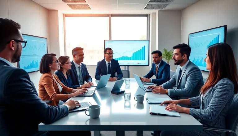 Accounting and Bookkeeping Services team discussing financial strategies in a modern office setting.