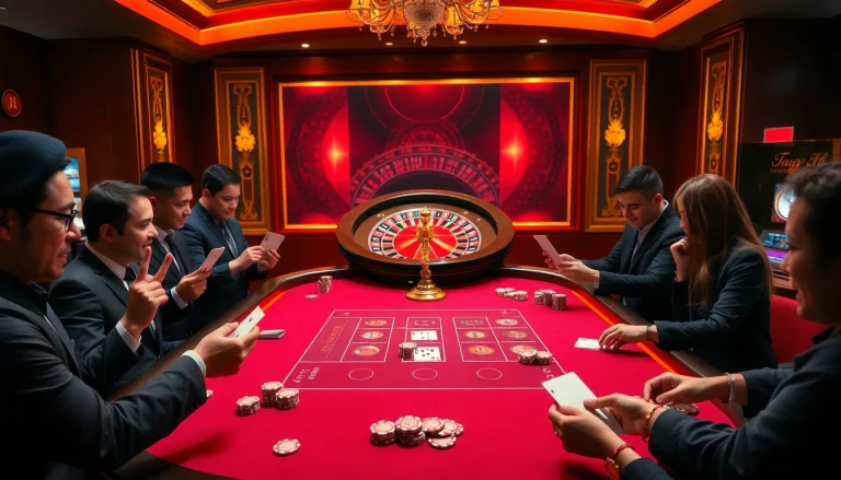Players experiencing the excitement of gambling at 88vv with cards and chips at a blackjack table.