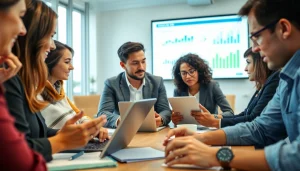 Analyze B2B Mystery Shopping strategies in a professional office setting with diverse team discussions.