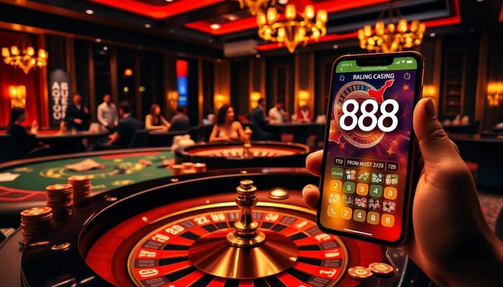 Players engaging in a thrilling game at 88i online casino, showcasing luxury and excitement.