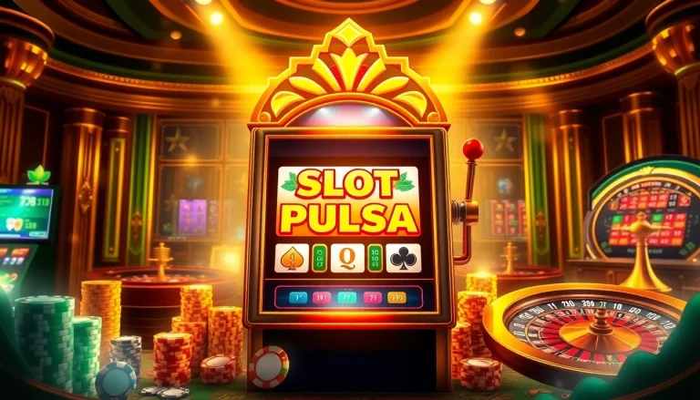 Putar untuk sensasi di mesin slot pulsa di tengah elemen kasino yang berwarna-warni.