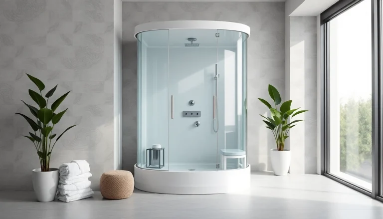 Duschkabine 90x90 in einem modernen Badezimmer, elegante Designs und beruhigende Farben.