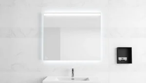 Reflect on beauty with this elegant bathroom mirror with LED light illuminating a stylish vanity.