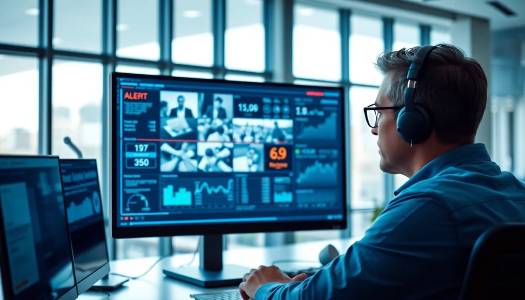 Analyze video data efficiently with https://videoanalytics.co.uk/ featuring a focused professional in a modern office.