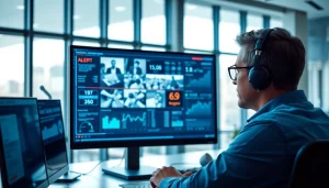 Analyze video data efficiently with https://videoanalytics.co.uk/ featuring a focused professional in a modern office.
